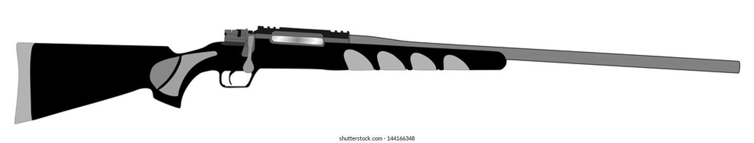 Rifle vector illustration isolated on white background. Hunting rifle silhouette symbol. Semi automatic carbine. Army and police weapons. Shotgun gun. Powerful deadly weapon.