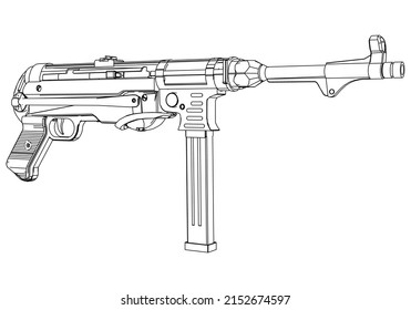 Rifle vector outline isolated on white background. Tactical assault rifle symbol. Semi automatic army and police weapons.