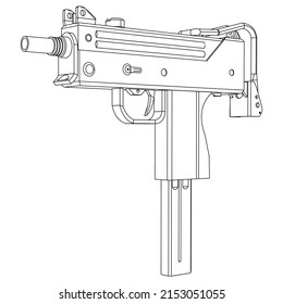 Eslabón del vector del rifle aislado en el fondo blanco. Símbolo táctico de rifle de asalto. Armas semiautomáticas del ejército y la policía. Poderoso arma mortal para el brazo de fuego de la unidad especial.