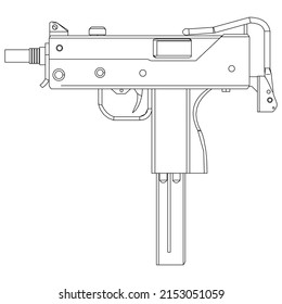 Eslabón del vector del rifle aislado en el fondo blanco. Símbolo táctico de rifle de asalto. Armas semiautomáticas del ejército y la policía. Poderoso arma mortal para el brazo de fuego de la unidad especial.