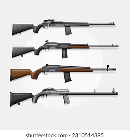 Rifle Vektorset einzeln auf Weiß
