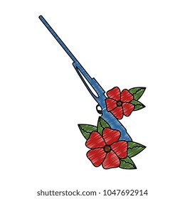 rifle of war with flowers