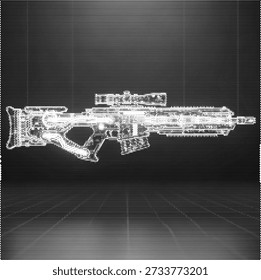 rifle weapon futuristic scifi technology risograph halftone pop art aesthetic vintage military tactical army gun equipment object firepower offset print effect illustration