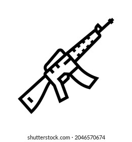 vector de icono de línea de arma de rifle. signo de arma de rifle. símbolo de contorno aislado ilustración negra