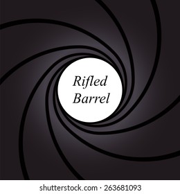 Rifled barrel of a gun. Background on the theme of arms and armed forces. Inside the barrel tube. Vector illustration.