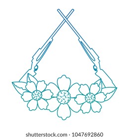 rifles crossed with flowers