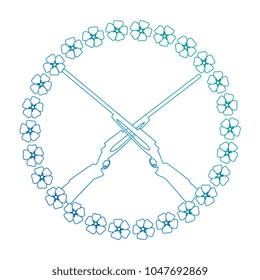 rifles crossed with flowers