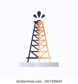 rig drilling platform gusher icon oil industry concept flat white background