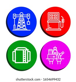 Symbol-Set. Kollektion von Ölbohrinseln, Brennstoffen, Panzersymbolen