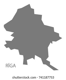 Riga administrative division map of Latvia grey illustration silhouette shape