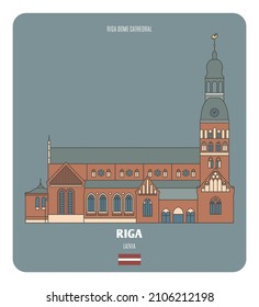 Kathedrale Riga Dome, Lettland. Architektonische Symbole europäischer Städte. Farbige Vektorgrafik 