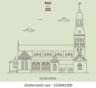 Riga Dome Cathedral, Latvia. Landmark icon in linear style