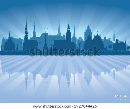 Riga Latvia city skyline vector silhouette illustration