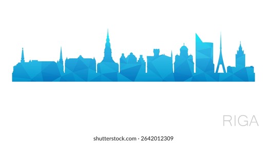 Riga, Latvia Low Poly Skyline Clip Art City Design. Geometric Polygon Graphic Horizon Icon. Vector Illustration Symbol.