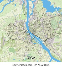 Riga, Latvia map poster art