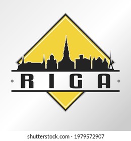 Riga, Latvia Skyline Logo. Adventure Landscape Design Vector City Illustration Vector illustration.