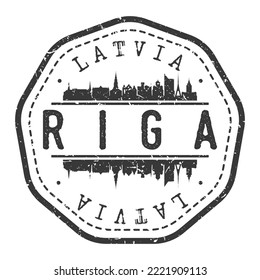 Riga, Latvia Stamp Skyline Postmark. Silhouette Postal Passport. City Round Vector Icon. Vintage Postage Design.