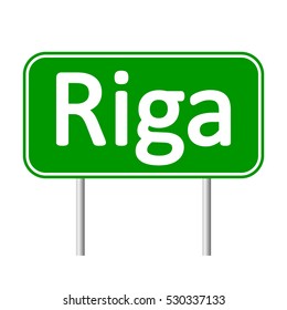 Riga road sign isolated on white background.