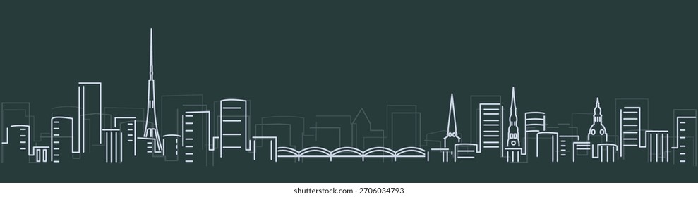 Riga Simple Lines Skyline on Dark Background
