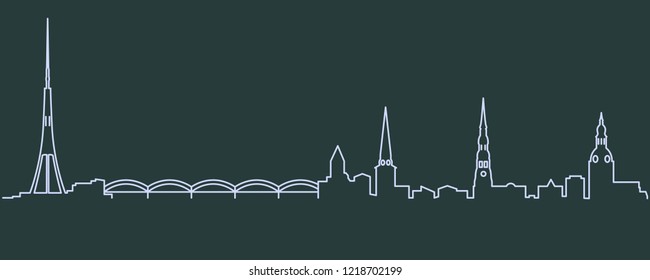 Riga Single Line Skyline