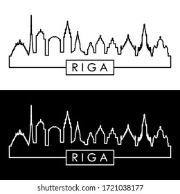 Riga skyline. Linear style. Editable vector file.