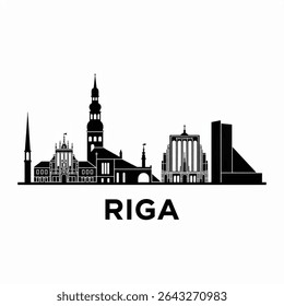 Riga Skyline Silhouette — Historic Baltic Capital City Vector Illustration