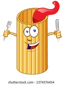 Rigatone pasta Cute comic character. clip vetcor illustration