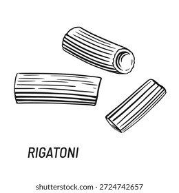 Rigatoni Pasta vector illustration. Hand drawn sketch design element.

