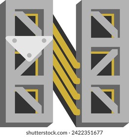 Letra de construcción de montaje vector alfabeto