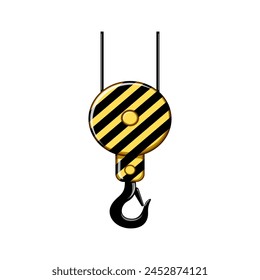 rigging crane hook cartoon. steel manufacturing, engineering overhead, capacity boom rigging crane hook sign. isolated symbol vector illustration