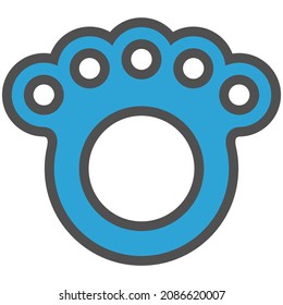 Rigging plate with holes for alpinism linear icon with colored fill.Vector illustration.