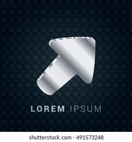 Up Right 3D silver/platinum metallic chromium precious Icon / Logo Design