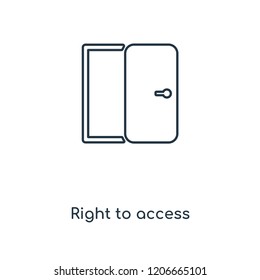 Right to access concept line icon. Linear Right to access concept outline symbol design. This simple element illustration can be used for web and mobile UI/UX.