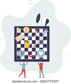 Right advertisement, ads and promotion timing with scheduled budget spending for maximal sales effect.flat design with people.