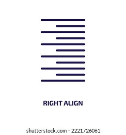 right align icon from geometry collection. Thin linear right align, align, button outline icon isolated on white background. Line vector right align sign, symbol for web and mobile