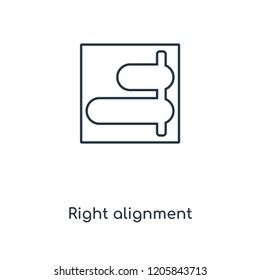 Right alignment concept line icon. Linear Right alignment concept outline symbol design. This simple element illustration can be used for web and mobile UI/UX.