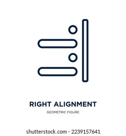 right alignment icon from geometric figure collection. Thin linear right alignment, text, alignment outline icon isolated on white background. Line vector right alignment sign, symbol for web and 