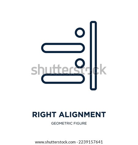 right alignment icon from geometric figure collection. Thin linear right alignment, text, alignment outline icon isolated on white background. Line vector right alignment sign, symbol for web and 