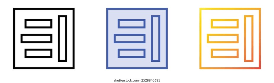 right alignment icon. Linear, Blue Fill and Gradient Style Design Isolated On White Background