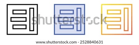 right alignment icon. Linear, Blue Fill and Gradient Style Design Isolated On White Background