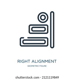 right alignment thin line icon. button, paragraph linear icons from geometric figure concept isolated outline sign. Vector illustration symbol element for web design and apps.