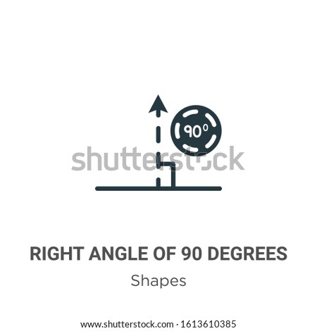 Right angle of 90 degrees glyph icon vector on white background. Flat vector right angle of 90 degrees icon symbol sign from modern shapes collection for mobile concept and web apps design.