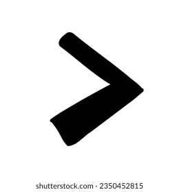 Right angle bracket bold font in doodle hand drawn style isolated on white background. For logo, presentation, branding, education, font, signboard, lettering.