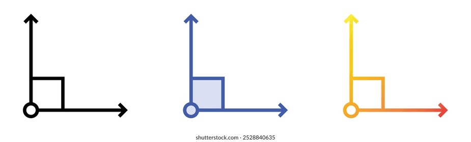 right angle icon. Linear, Blue Fill and Gradient Style Design Isolated On White Background