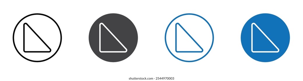 Ícone do ângulo direito Sinal de logotipo no contorno da linha fina