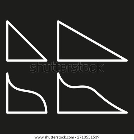 Right angle outlines. Abstract triangle shape. Geometric figure Vector. Black background element. EPS 10.
