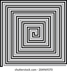 Right angle square spiral with inset path
