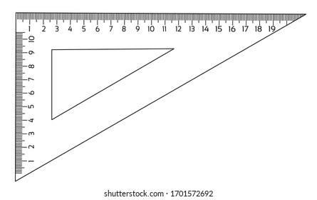 Right Angle Triangle Ruler Isolated On A White Background