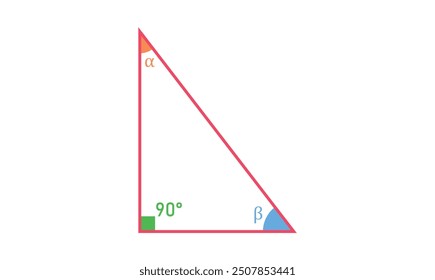 Right angle triangle shape in geometry.