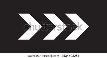 Right arrow 3 lines black on yellow background. Right direction symbol. Right direction logo.